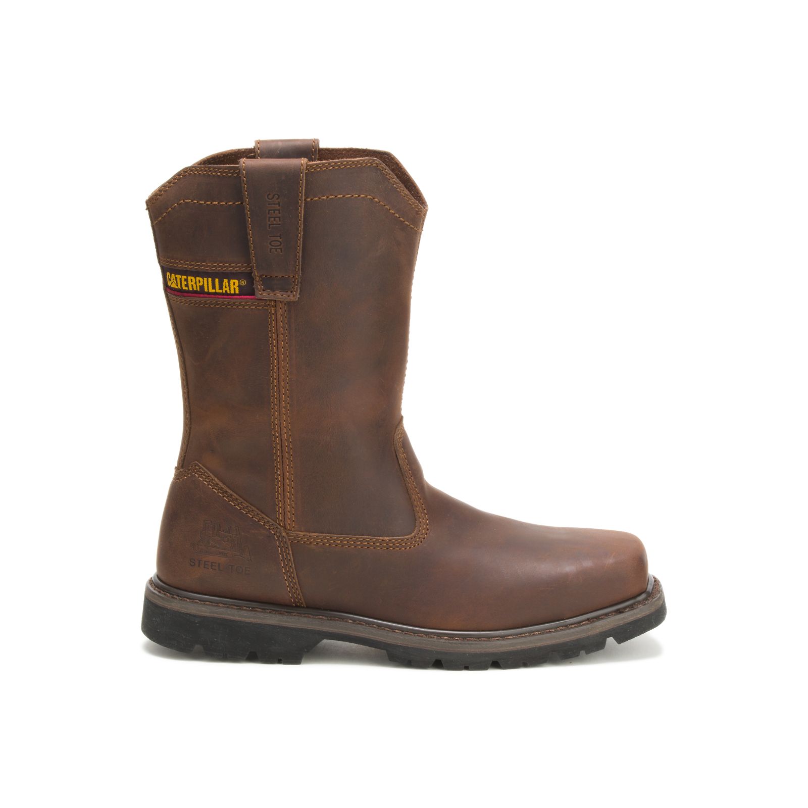 Caterpillar Boots Lahore - Caterpillar Wellston Pull On Steel Toe Mens Steel Toe Boots Dark Brown (350976-CWG)